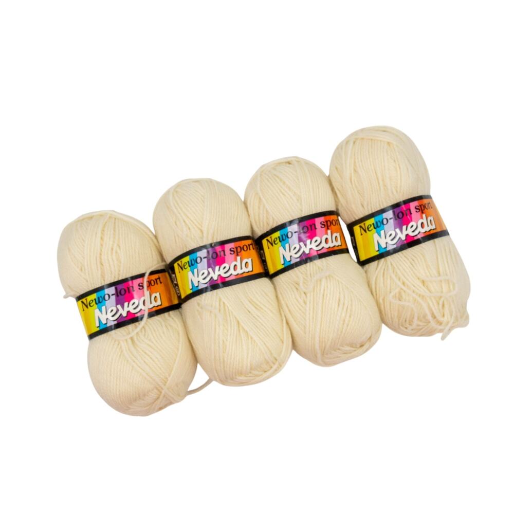 Vintage Neveda Newo-Lon Sport Yarn Cream Beige Lot of 4 Skeins Made in Holland